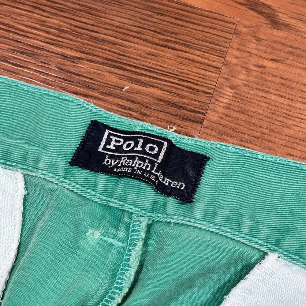 Vintage Polo Ralph Lauren Classic Chino Pants 30x32 Aqua Seafoam Green Stained - Picture 5 of 13